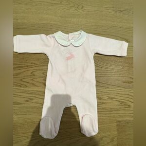 Jacadi Light Pink Footed Bunny One Piece with White Collar